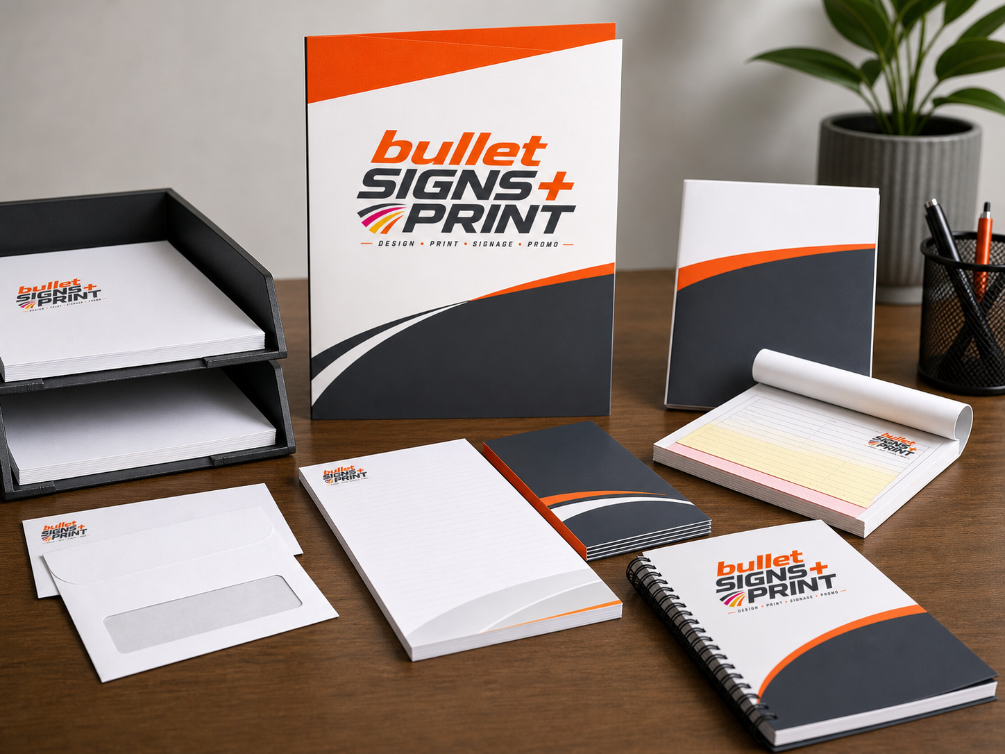 Branded office stationery from Bullet Signs and Print