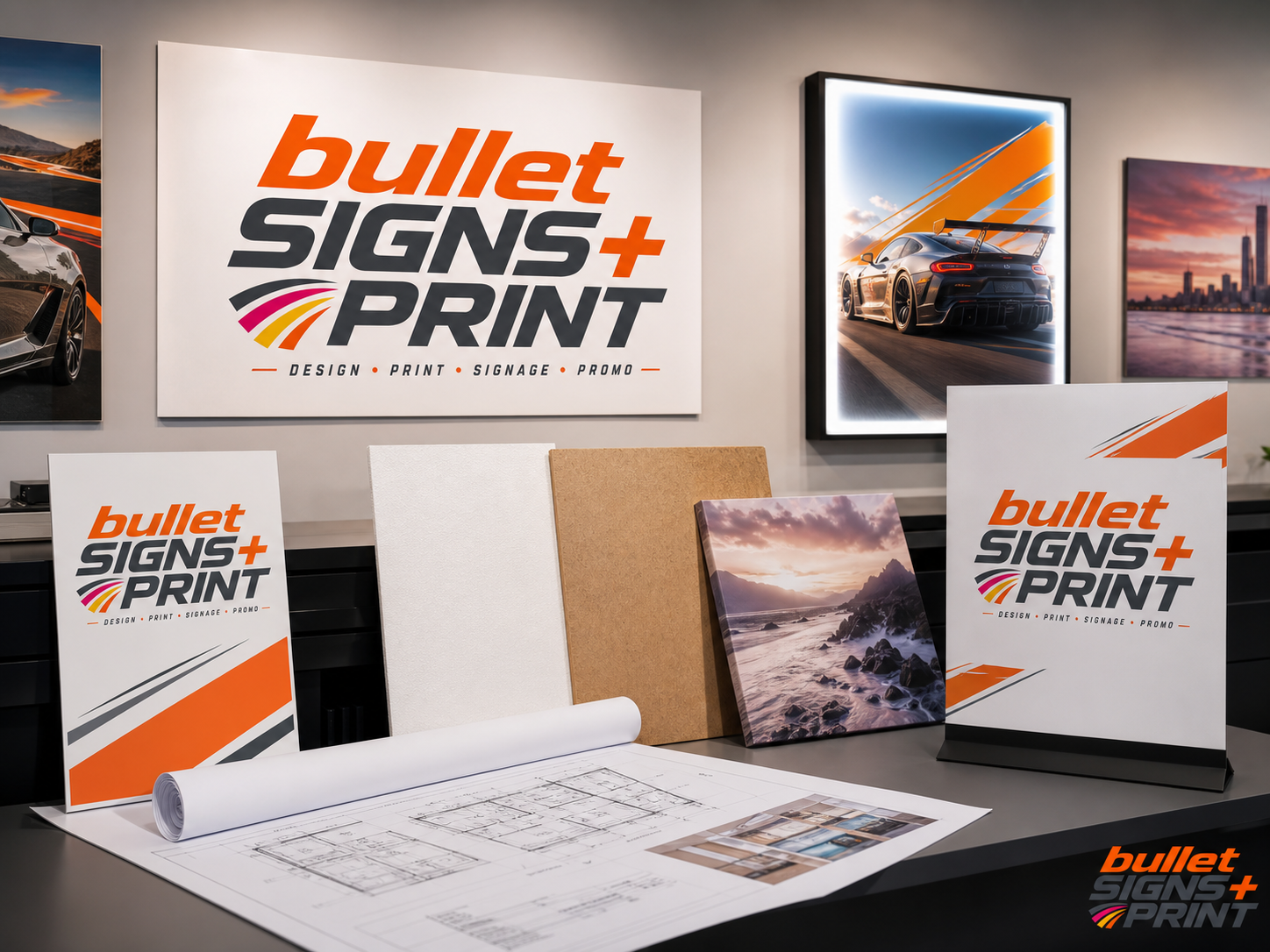 Branded posters and mounted prints from Bullet Signs and Print