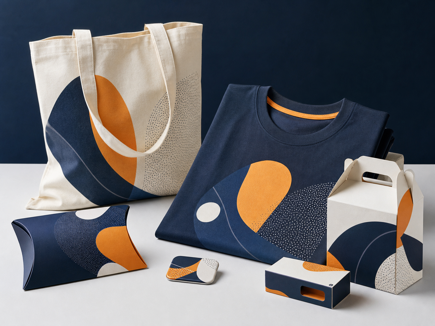 Printed T-shirts, tote bags, magnets and custom packaging